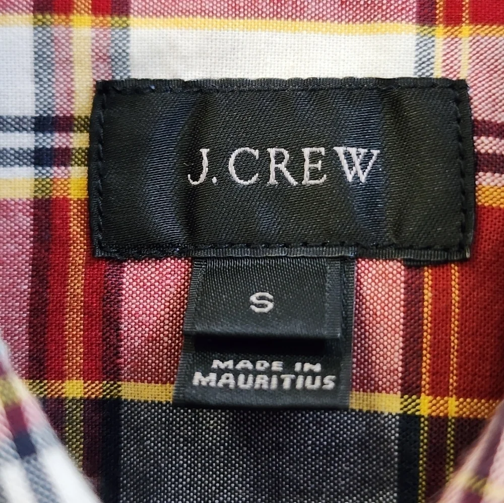 J. Crew Men's Red Plaid Long Sleeve Shirt Button Front Pocket, sz SM